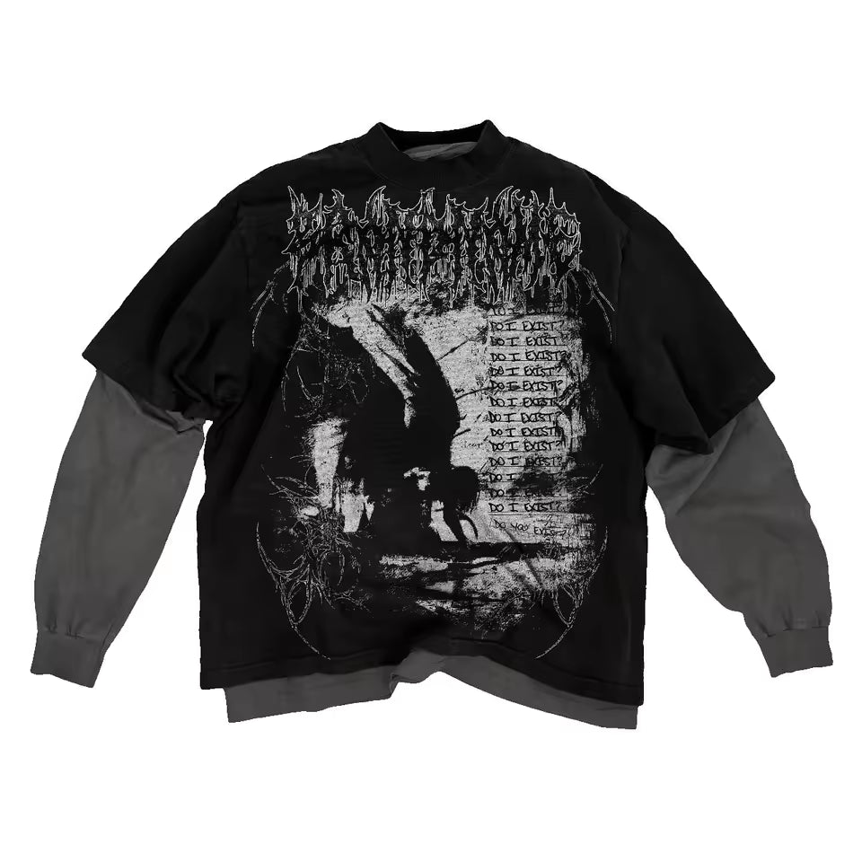 Heavy metal shirt => Grey and black