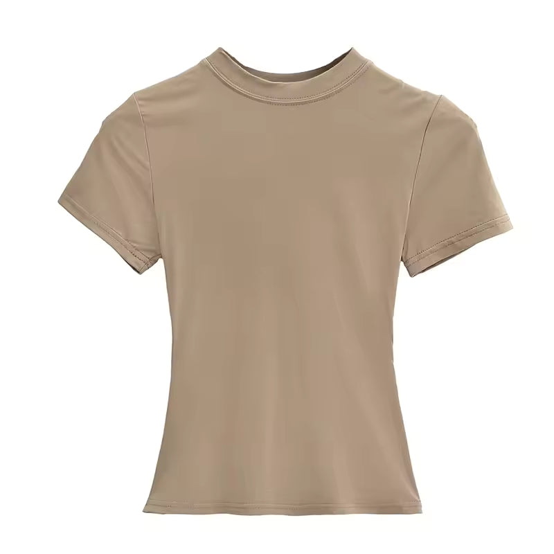 Casual Fitted T-Shirt - Brown