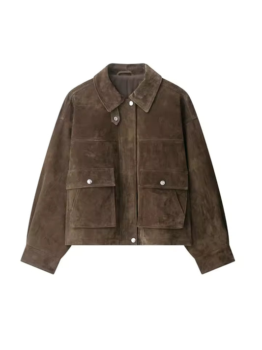 Leather jacket => brown