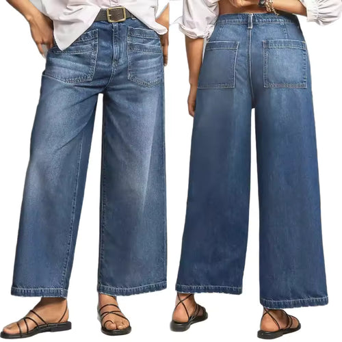 Wide-Leg Mid-Rise Jeans