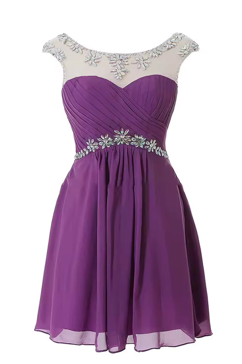 Custom Short Party Dresses for Women – Crystal Belt Fucsia