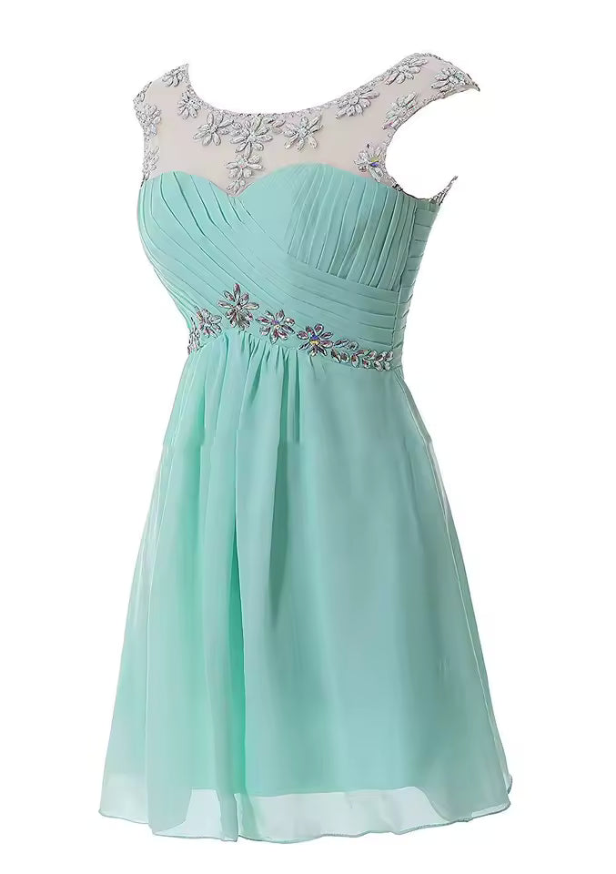 Custom Short Party Dresses for Women – Crystal Belt Green