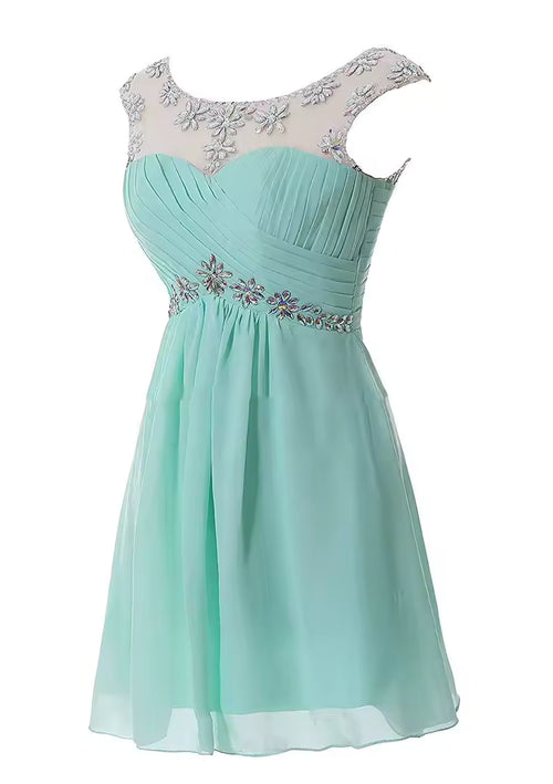 Custom Short Party Dresses for Women – Crystal Belt Green