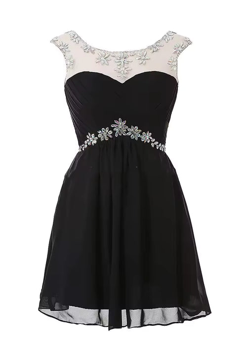 Custom Short Party Dresses for Women – Crystal Belt Black