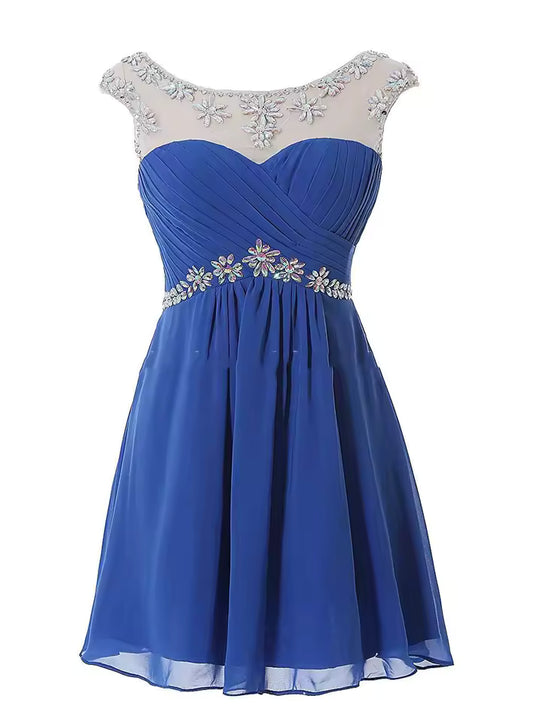 Custom Short Party Dresses for Women – Crystal Belt Blue