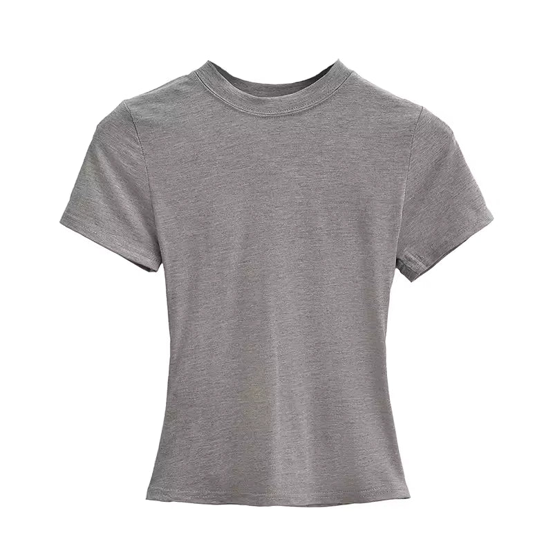 Casual Fitted T-Shirt for Women - grey