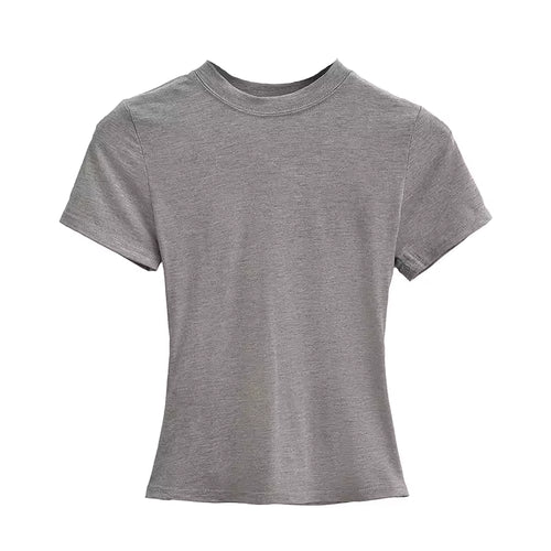 Casual Fitted T-Shirt for Women - grey