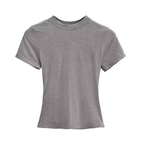 Casual Fitted T-Shirt for Women - grey