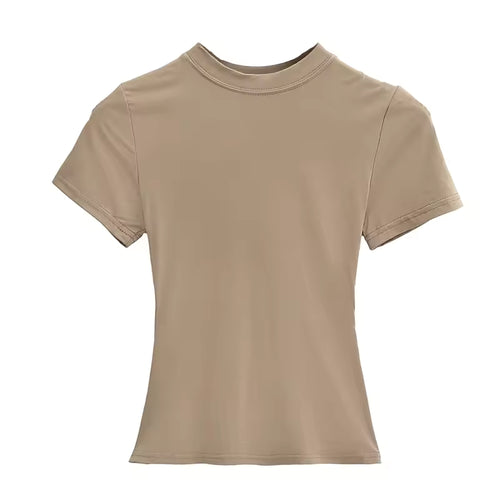 Casual Fitted T-Shirt  - Brown
