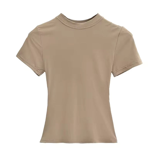 Casual Fitted T-Shirt  - Brown