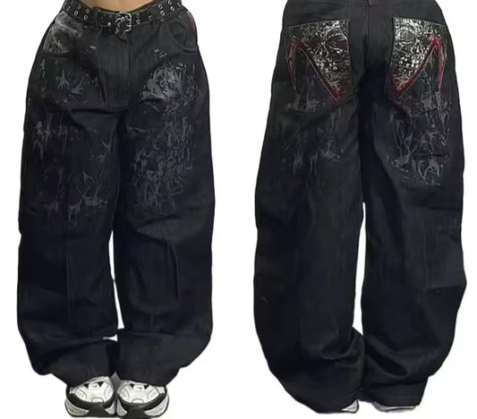 Unisex Joker Punk Jeans –  Black